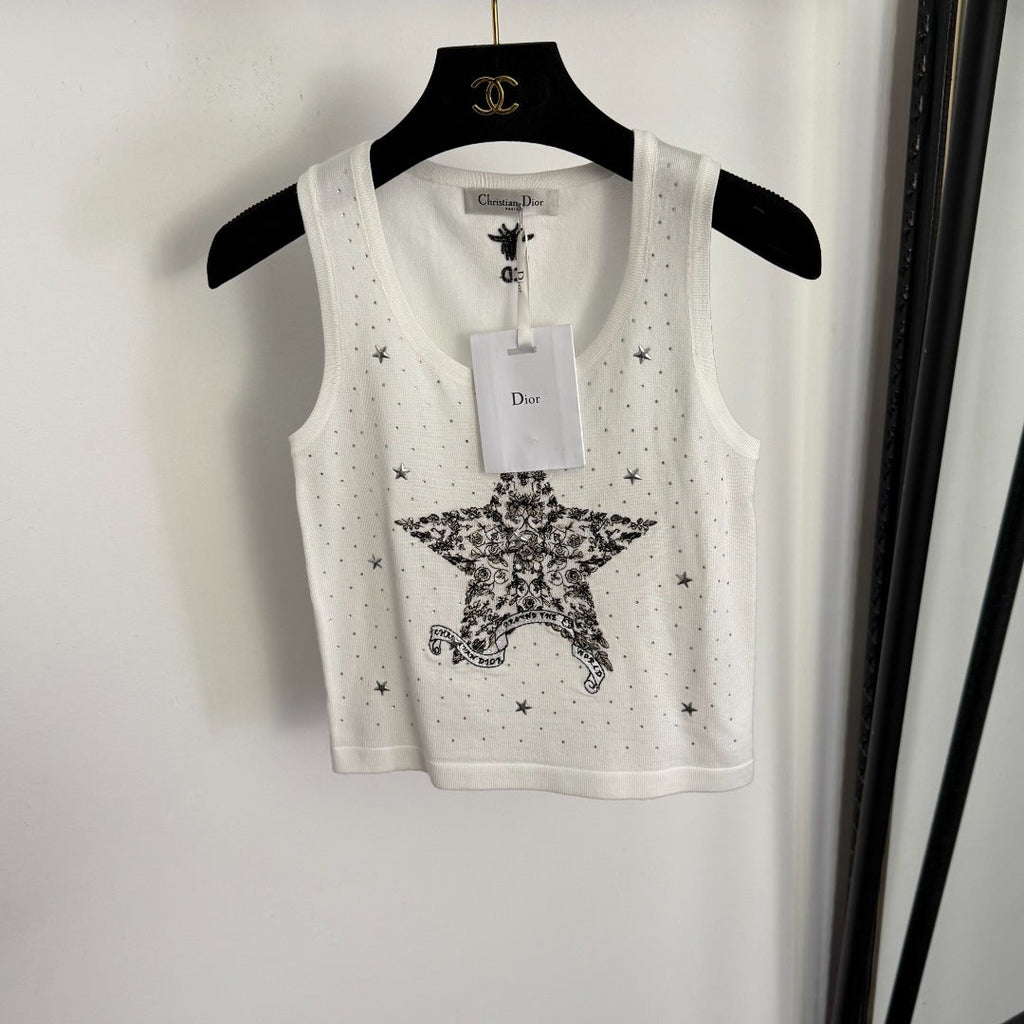 DIOR 26S RHINESTONE-EMBELLISHED KNITTED VEST 963