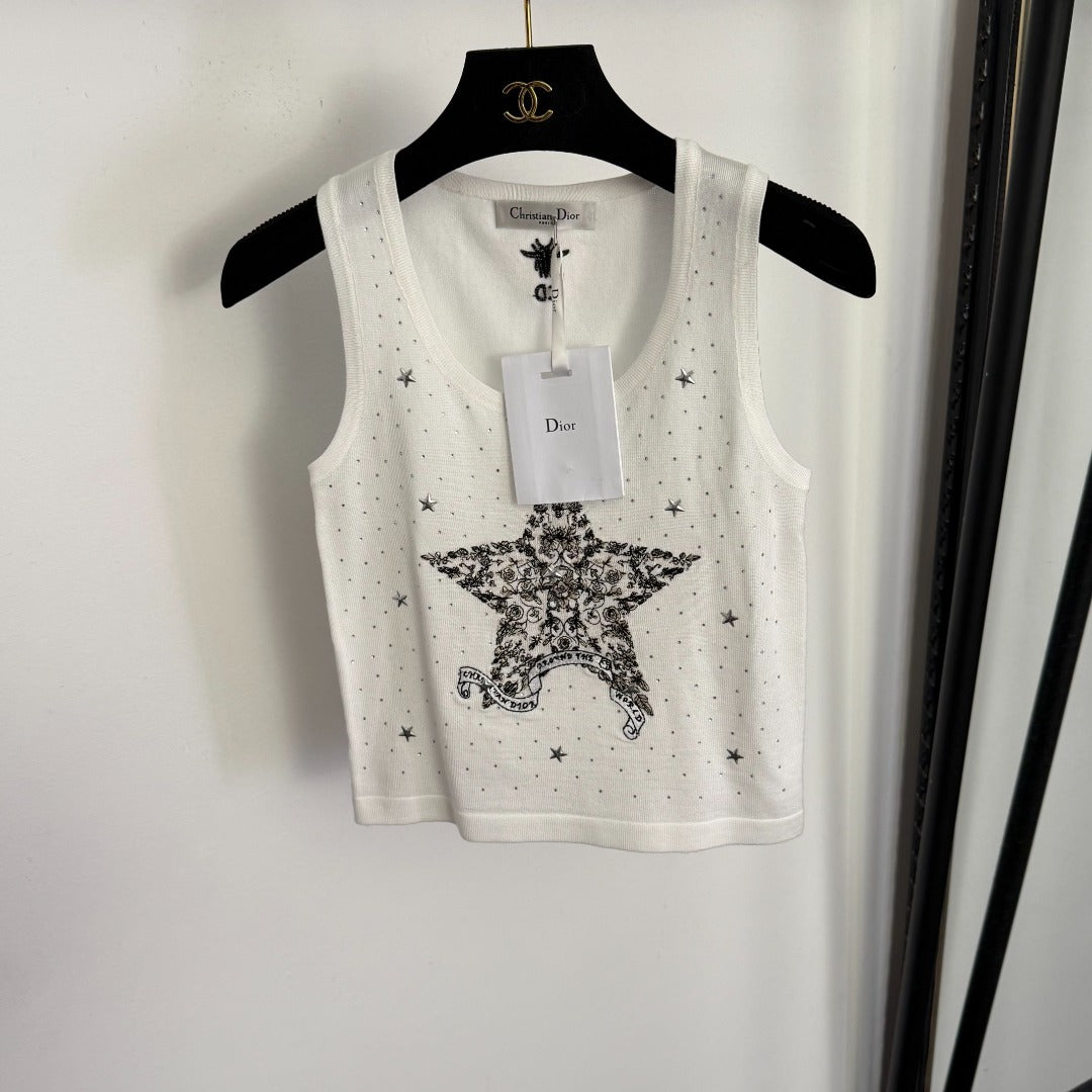 DIOR 26S RHINESTONE-EMBELLISHED KNITTED VEST 963