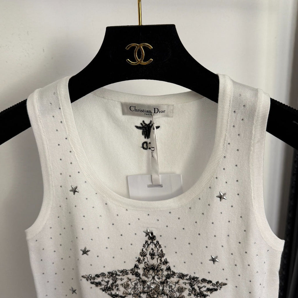 DIOR 26S RHINESTONE-EMBELLISHED KNITTED VEST 963