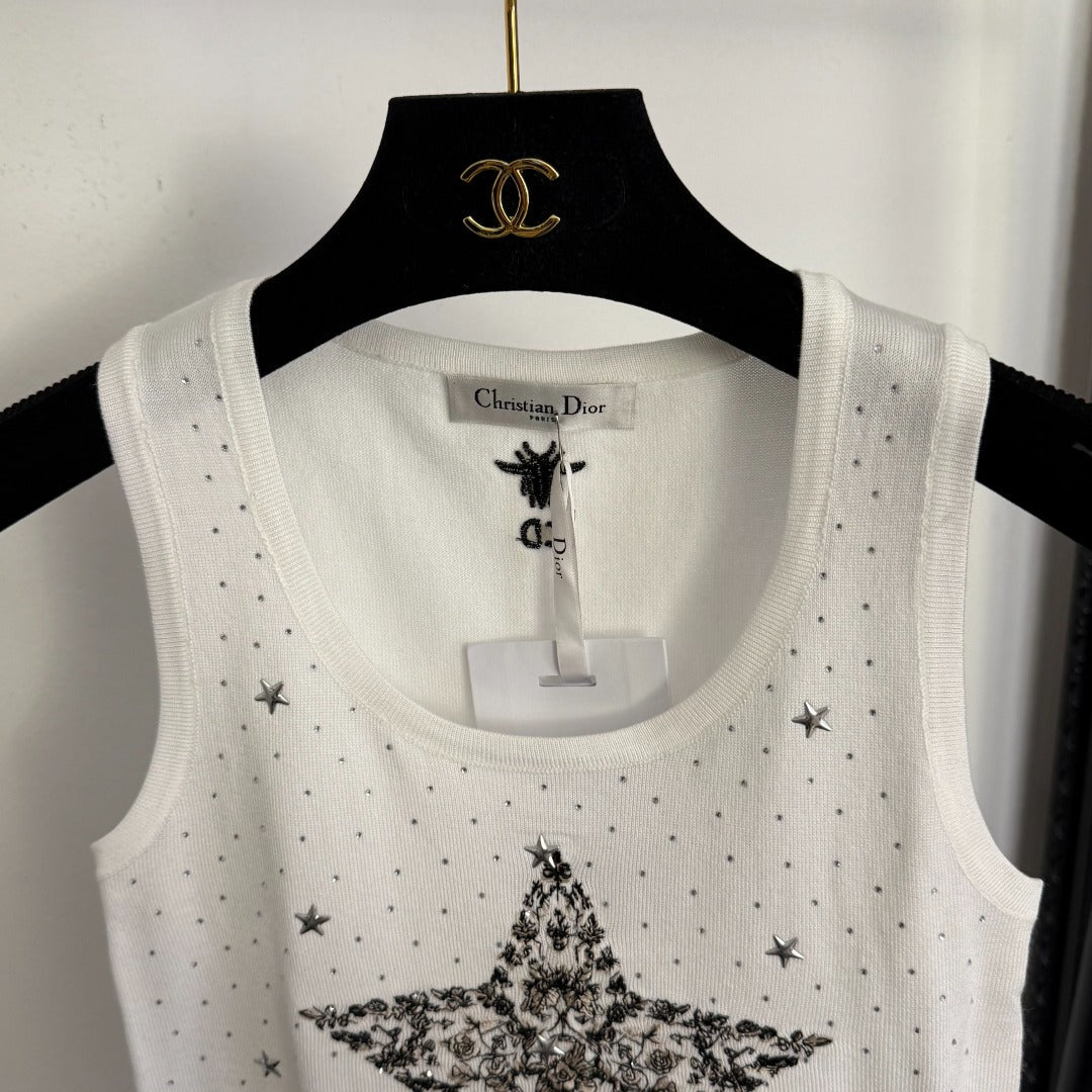 DIOR 26S RHINESTONE-EMBELLISHED KNITTED VEST 963
