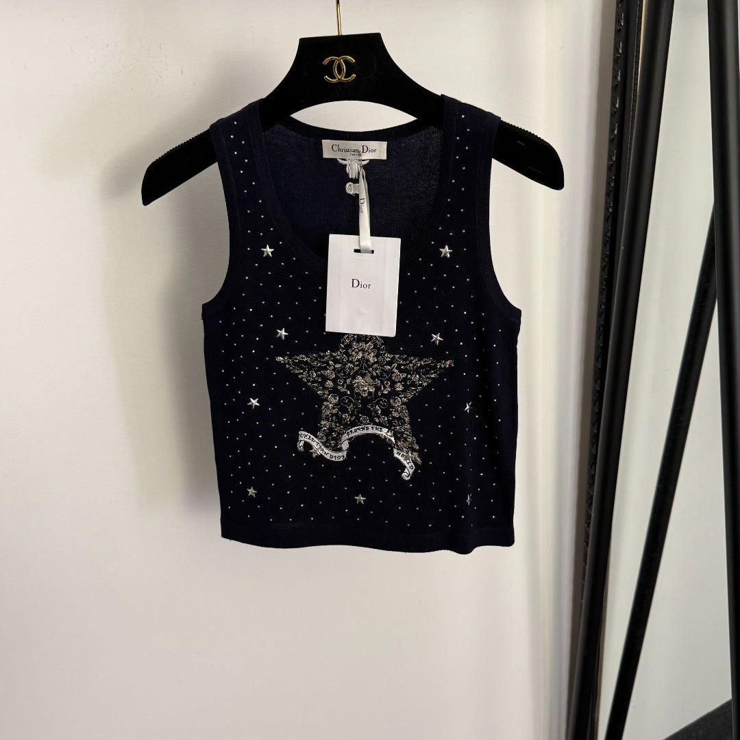DIOR 26S RHINESTONE-EMBELLISHED KNITTED VEST 966