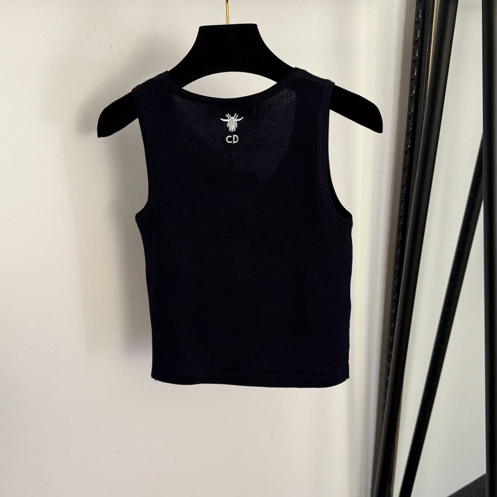 DIOR 26S RHINESTONE-EMBELLISHED KNITTED VEST 966