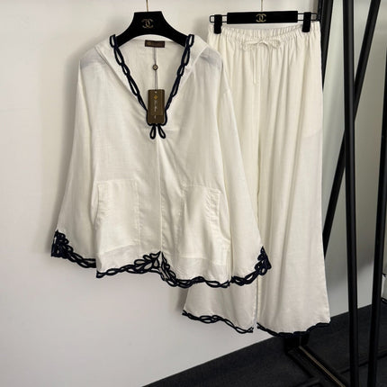 LORO PIANA 26S HOODED SHIRT AND FLARED PANTS SET 787