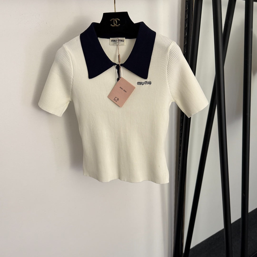 MIUMIU 26S SHORT SLEEVE KNIT TOP 1031