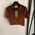 GUCCI 26S SHORT-SLEEVE VELVET TOP WITH RHINESTONES 180