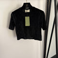 GUCCI 26S SHORT-SLEEVE VELVET TOP WITH RHINESTONES 181