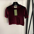 GUCCI 26S SHORT-SLEEVE VELVET TOP WITH RHINESTONES 182