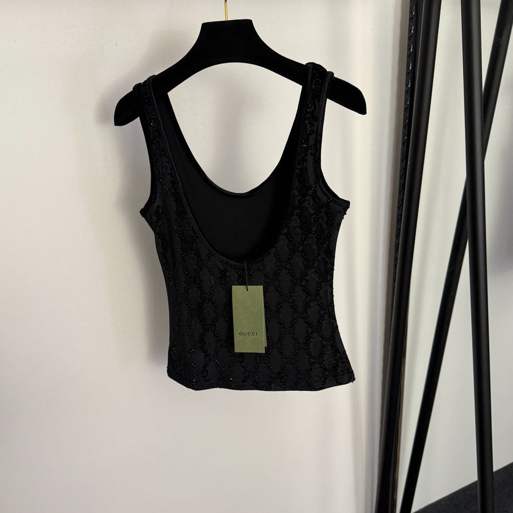 GUCCI 26S EMBELLISHED VELVET SLEEVELESS TOP 178