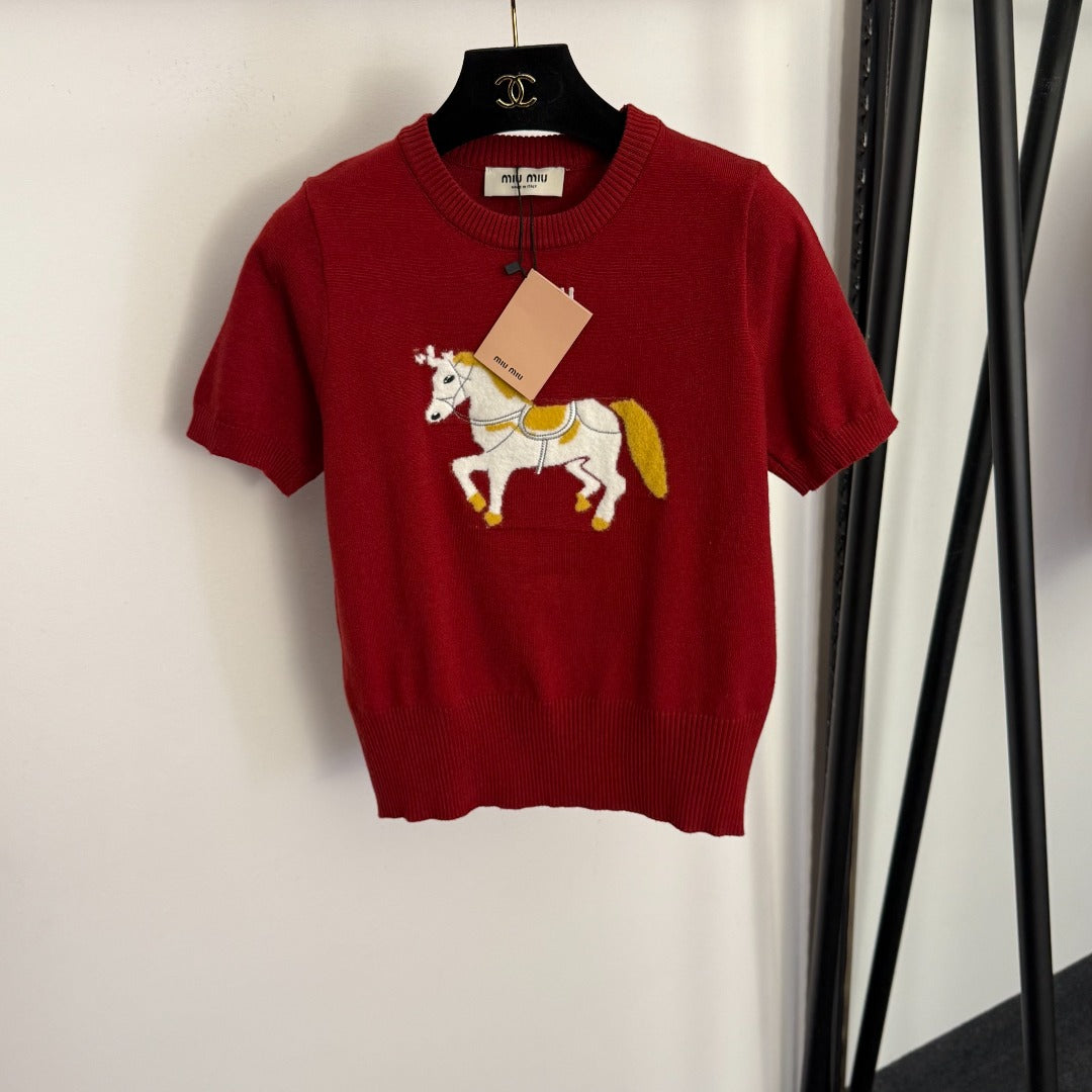 MIUMIU 26S SHORT SLEEVE KNIT SWEATER 1028