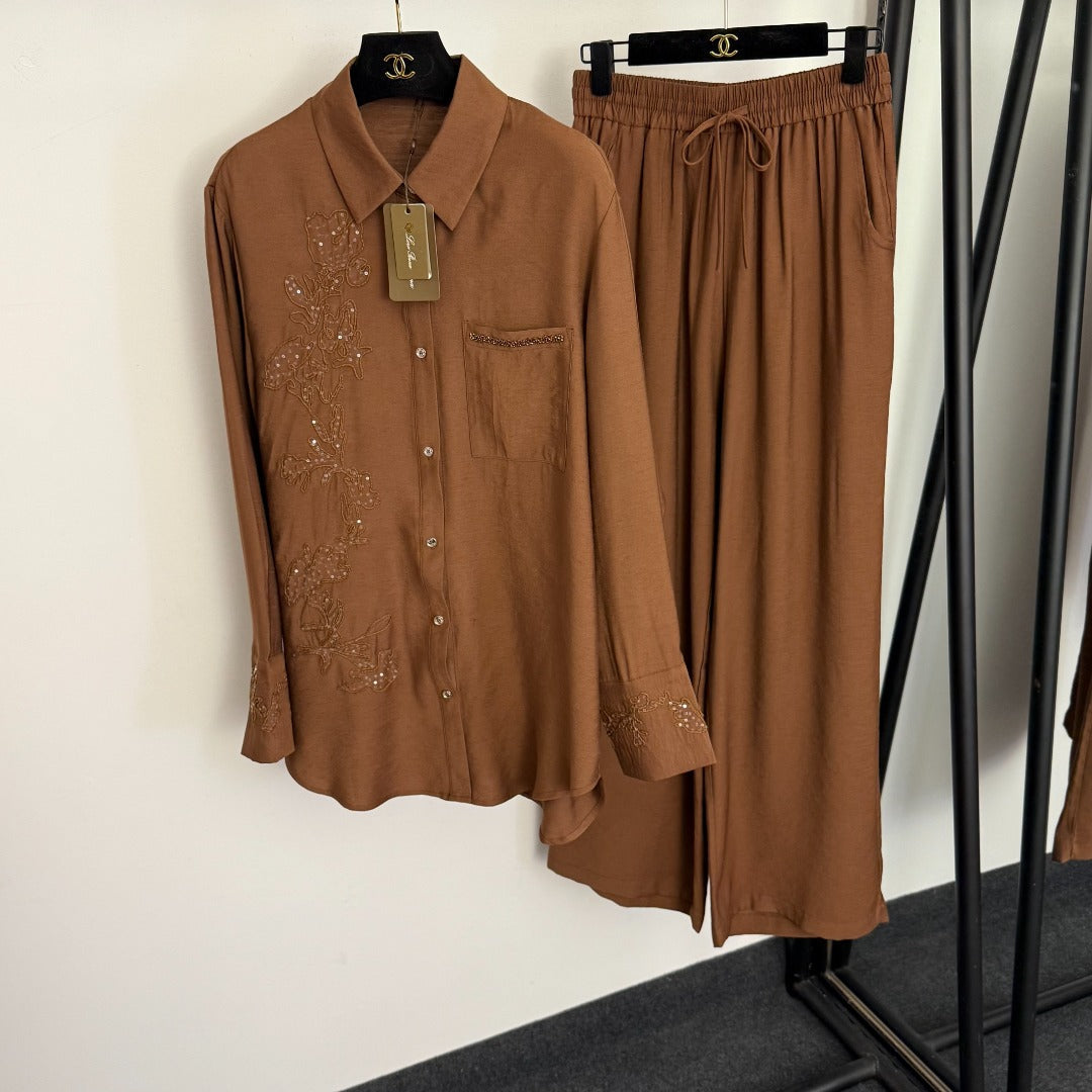 LORO PIANA 26S SHIRT AND WIDE LEG PANTS SET 778