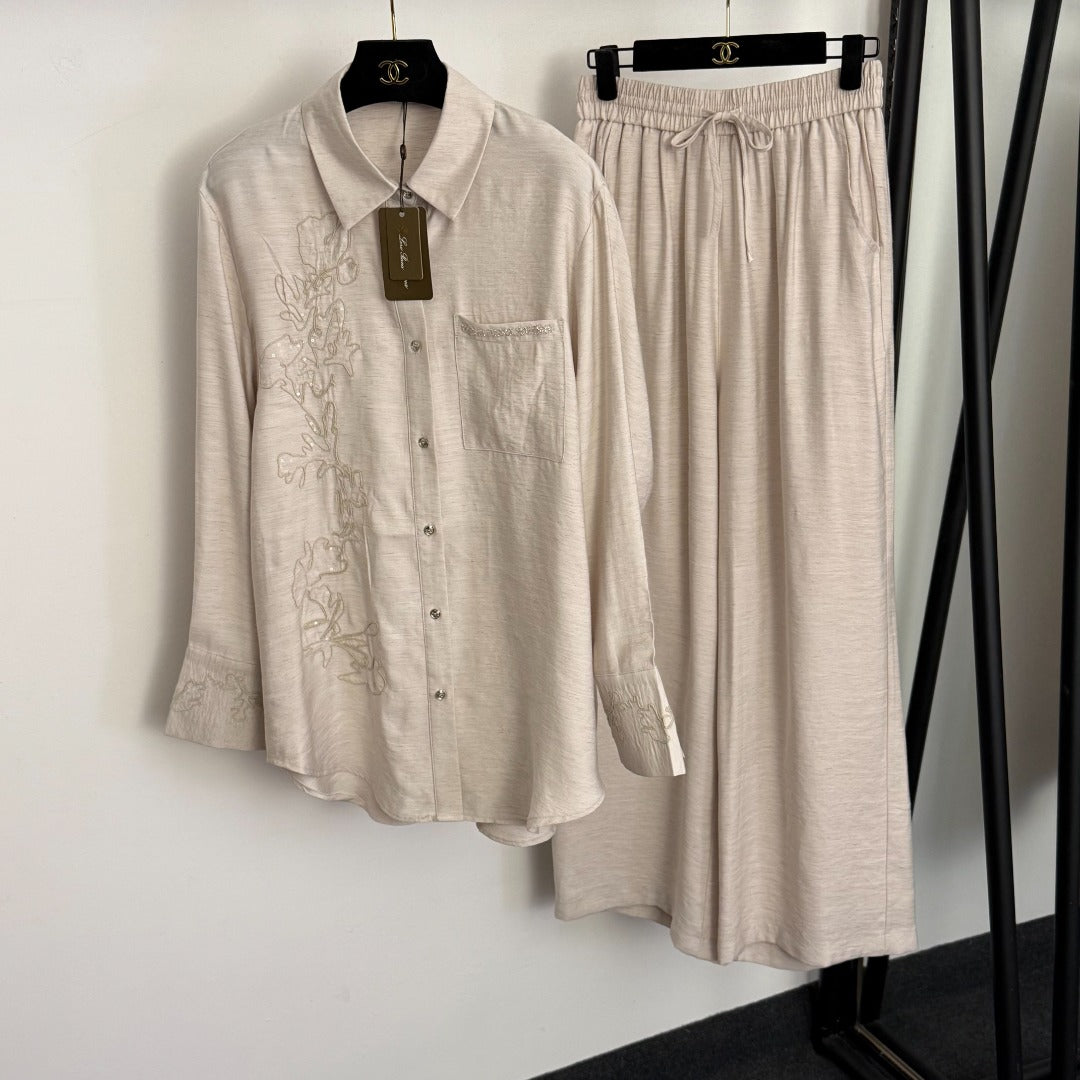 LORO PIANA 26S SHIRT AND WIDE LEG PANTS SET 777