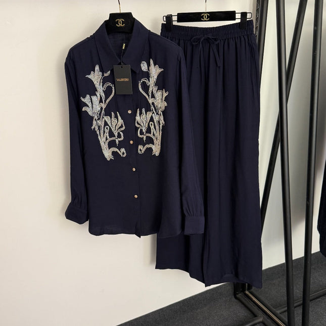 VALENTINO 26S LONG-SLEEVE SHIRT & WIDE-LEG PANTS SET 402