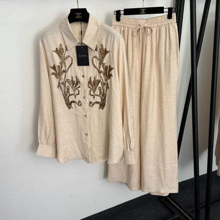 VALENTINO 26S LONG-SLEEVE SHIRT & WIDE-LEG PANTS SET 404