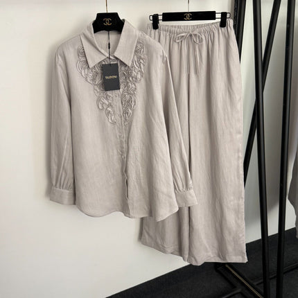 VALENTINO 26S LONG-SLEEVE SHIRT & WIDE-LEG PANTS SET 379