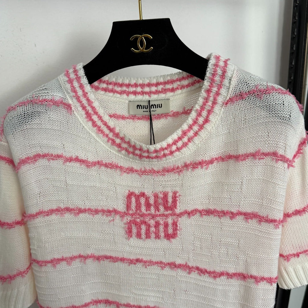 MIUMIU 26S SHORT SLEEVE KNIT TOP 1020
