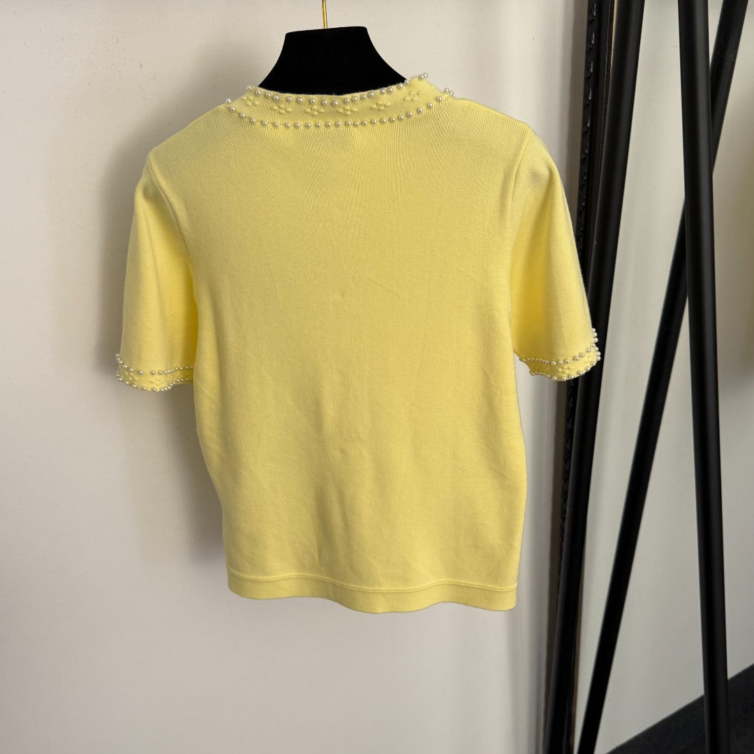 MIUMIU 26S SHORT SLEEVE CREW NECK KNIT CARDIGAN 1019