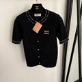 MIUMIU 26S SHORT SLEEVE CREW NECK KNIT CARDIGAN 1017