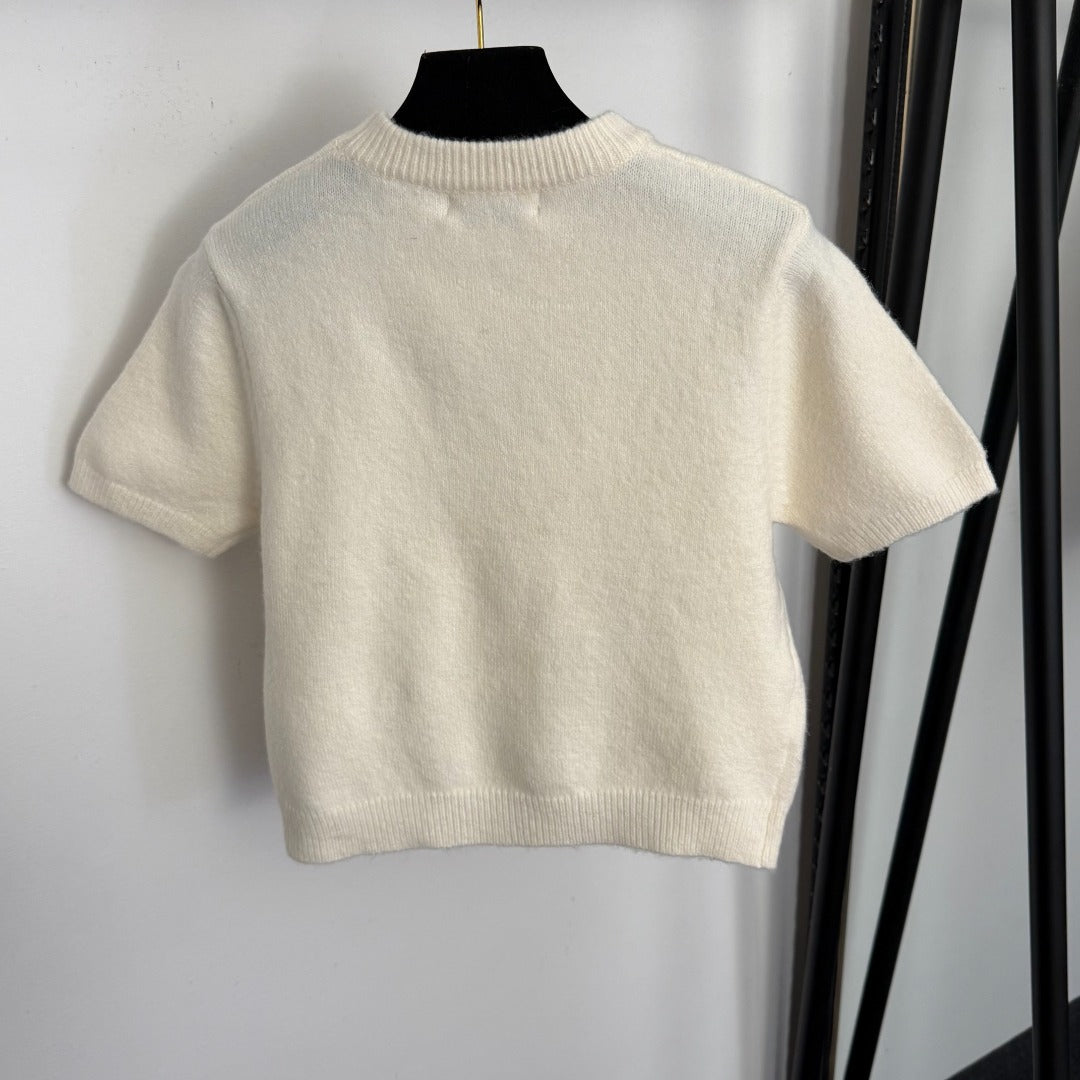 MIUMIU 26S SHORT SLEEVE KNIT TOP 1007