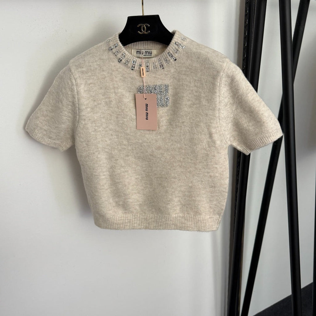 MIUMIU 26S SHORT SLEEVE KNIT TOP 1009