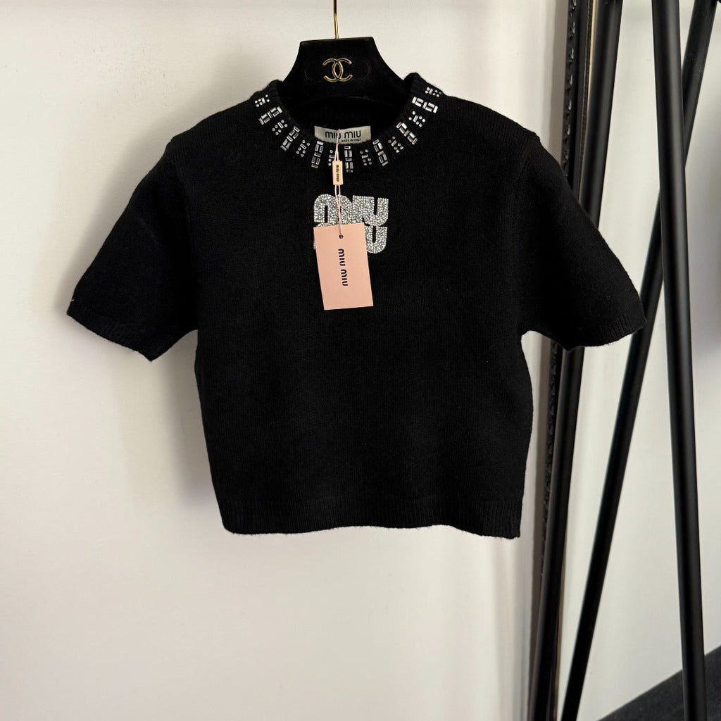MIUMIU 26S SHORT SLEEVE KNIT TOP 1006
