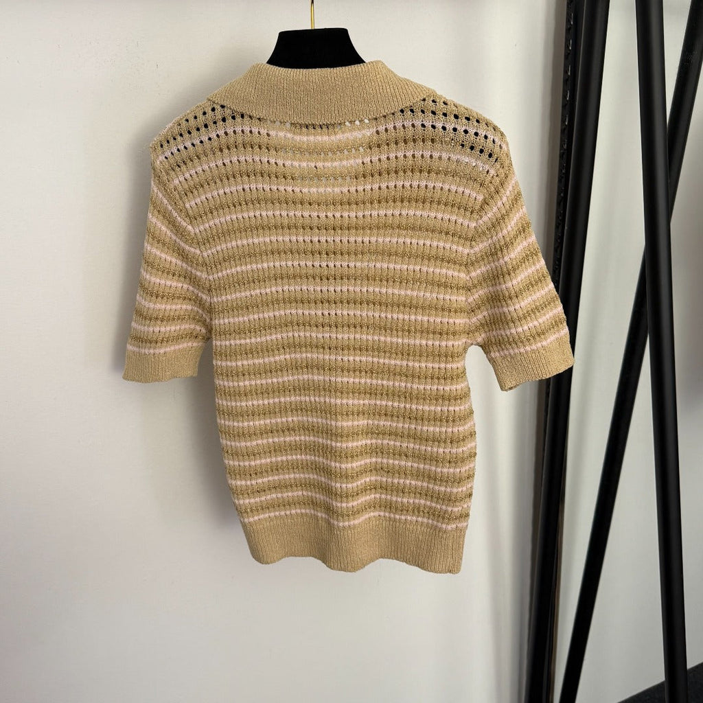 CHANEL 26S SHORT-SLEEVE KNIT POLO SHIRT 1004