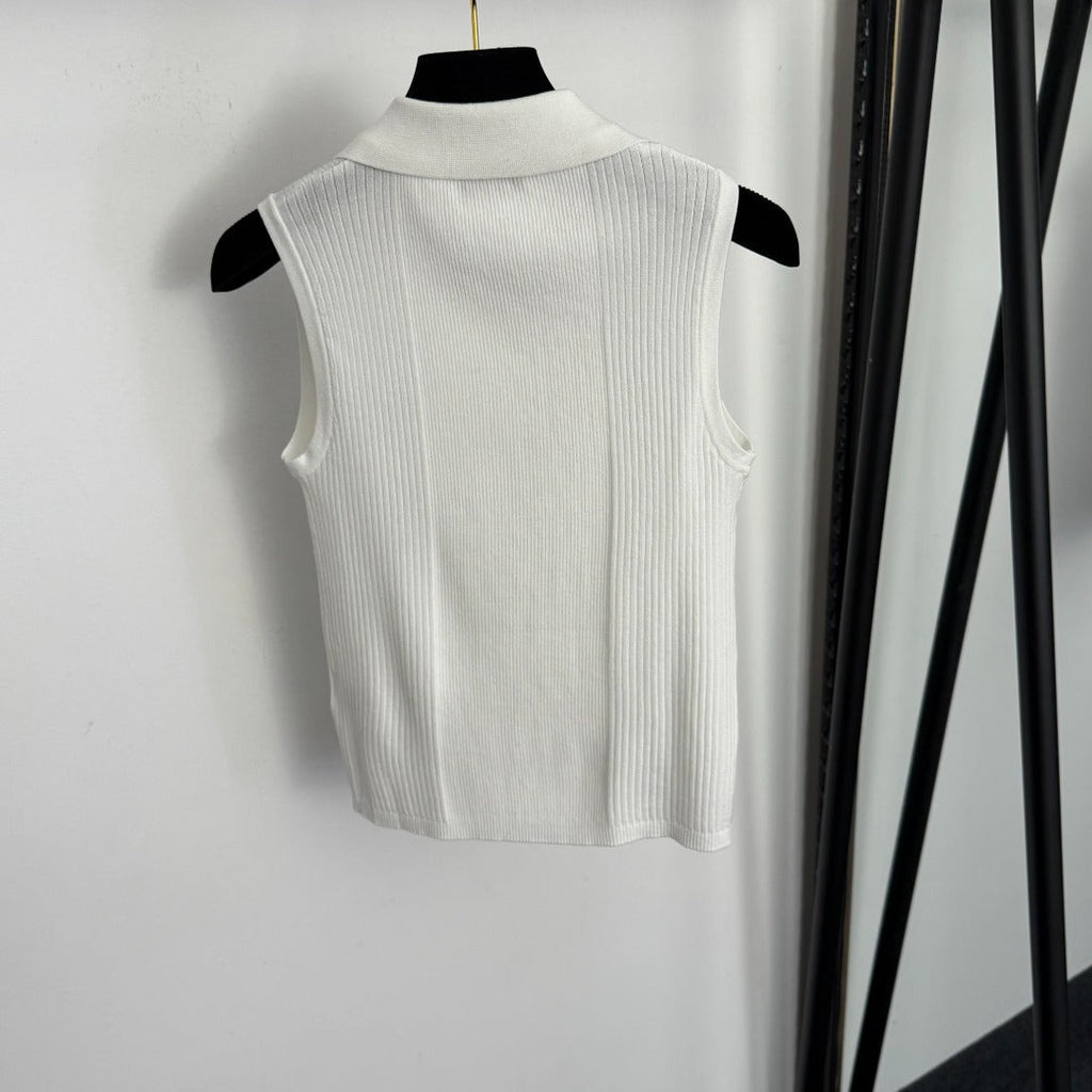 MIUMIU 26S SLEEVELESS POLO SHIRT 999
