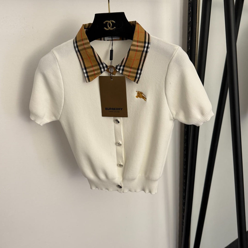 BURBERRY 26S SHORT-SLEEVE KNIT POLO SHIRT 362