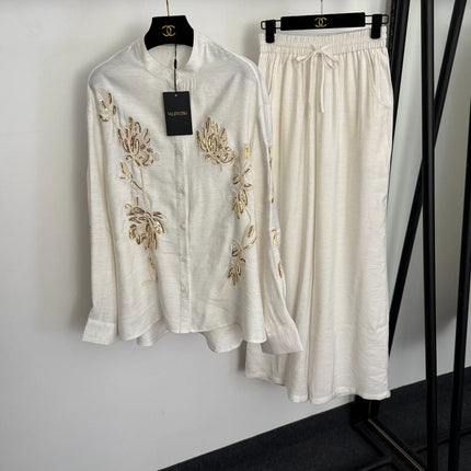 VALENTINO 26S LONG-SLEEVE SHIRT & WIDE-LEG PANTS SET 409