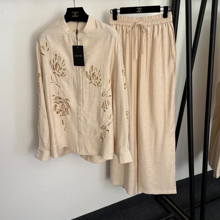 VALENTINO 26S LONG-SLEEVE SHIRT & WIDE-LEG PANTS SET 412