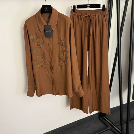 VALENTINO 26S LONG-SLEEVE SHIRT & WIDE-LEG PANTS SET 407
