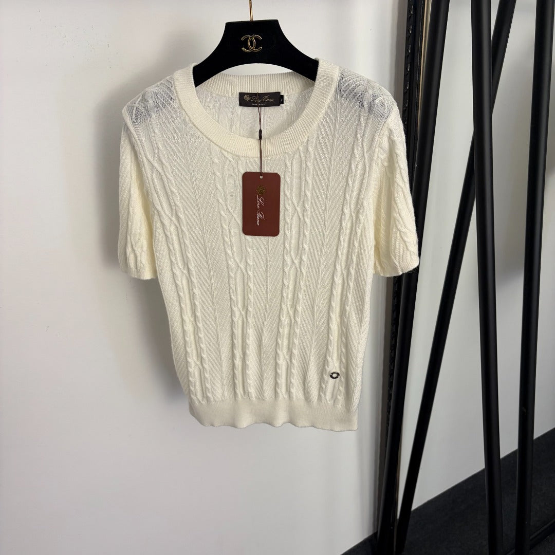 LORO PIANA 26S SHORT SLEEVE KNIT TOP 653