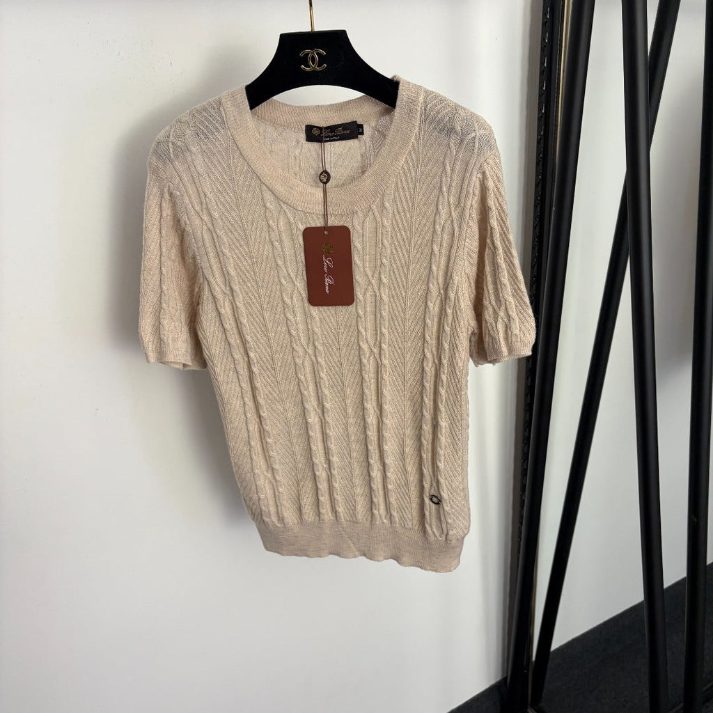 LORO PIANA 26S SHORT SLEEVE KNIT TOP 654