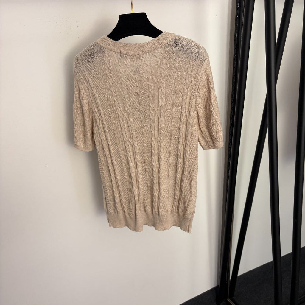 LORO PIANA 26S SHORT SLEEVE KNIT TOP 654