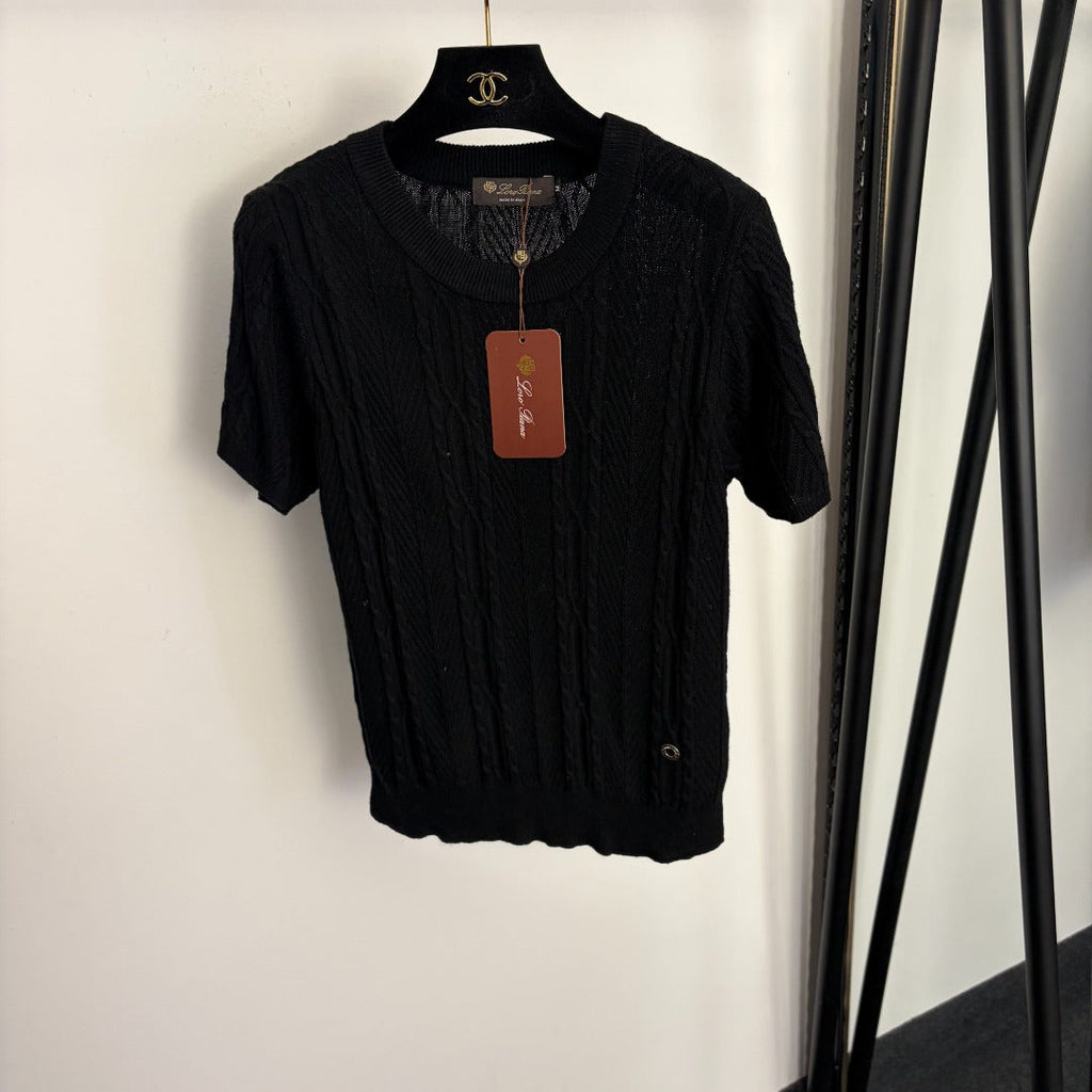 LORO PIANA 26S SHORT SLEEVE KNIT TOP 655