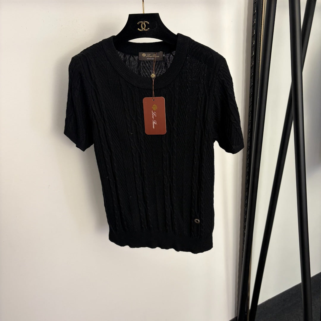 LORO PIANA 26S SHORT SLEEVE KNIT TOP 655