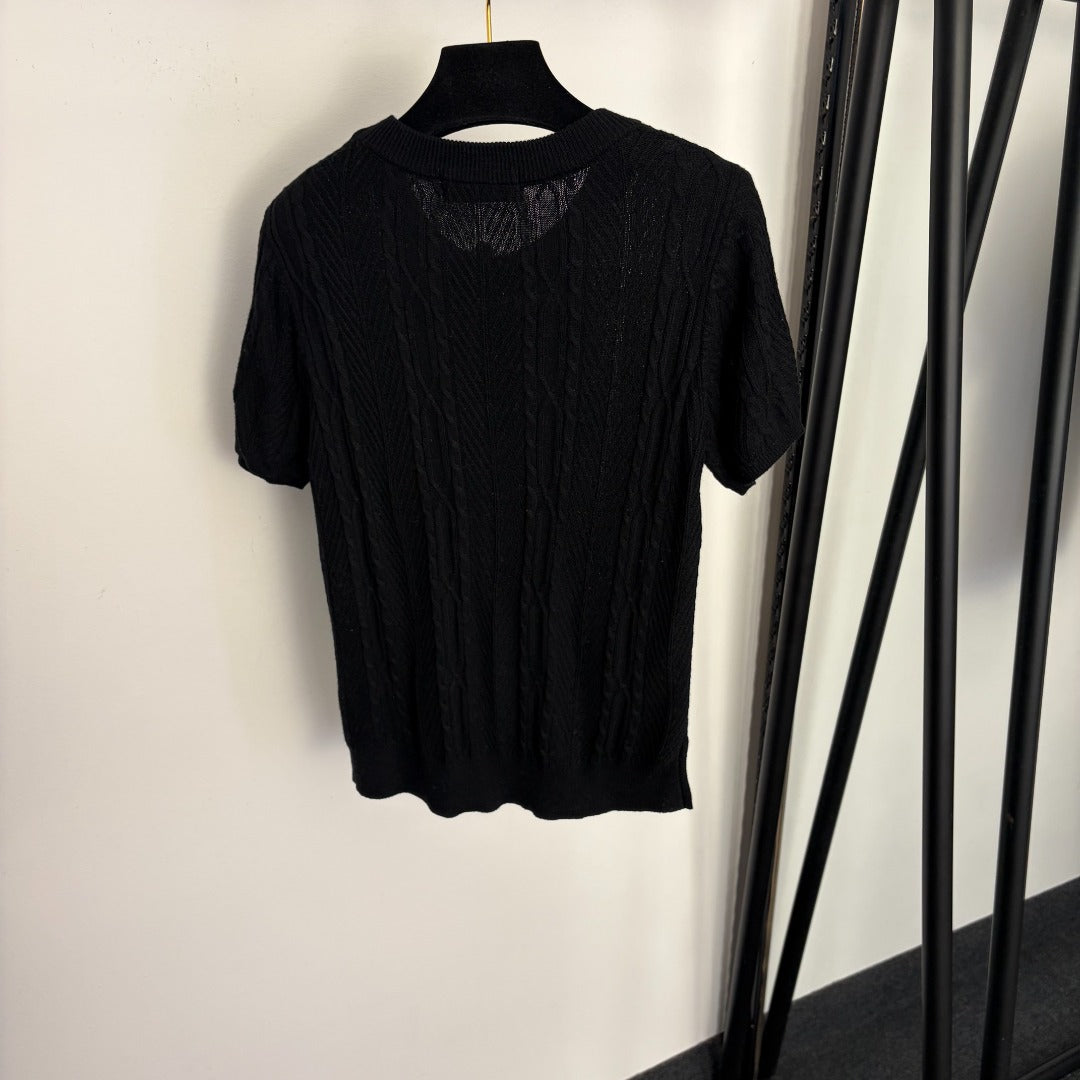 LORO PIANA 26S SHORT SLEEVE KNIT TOP 655