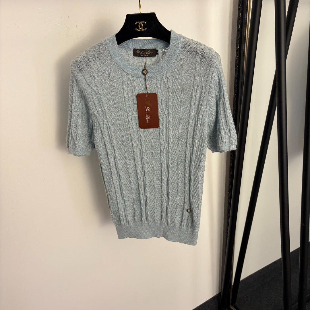 LORO PIANA 26S SHORT SLEEVE KNIT TOP 656