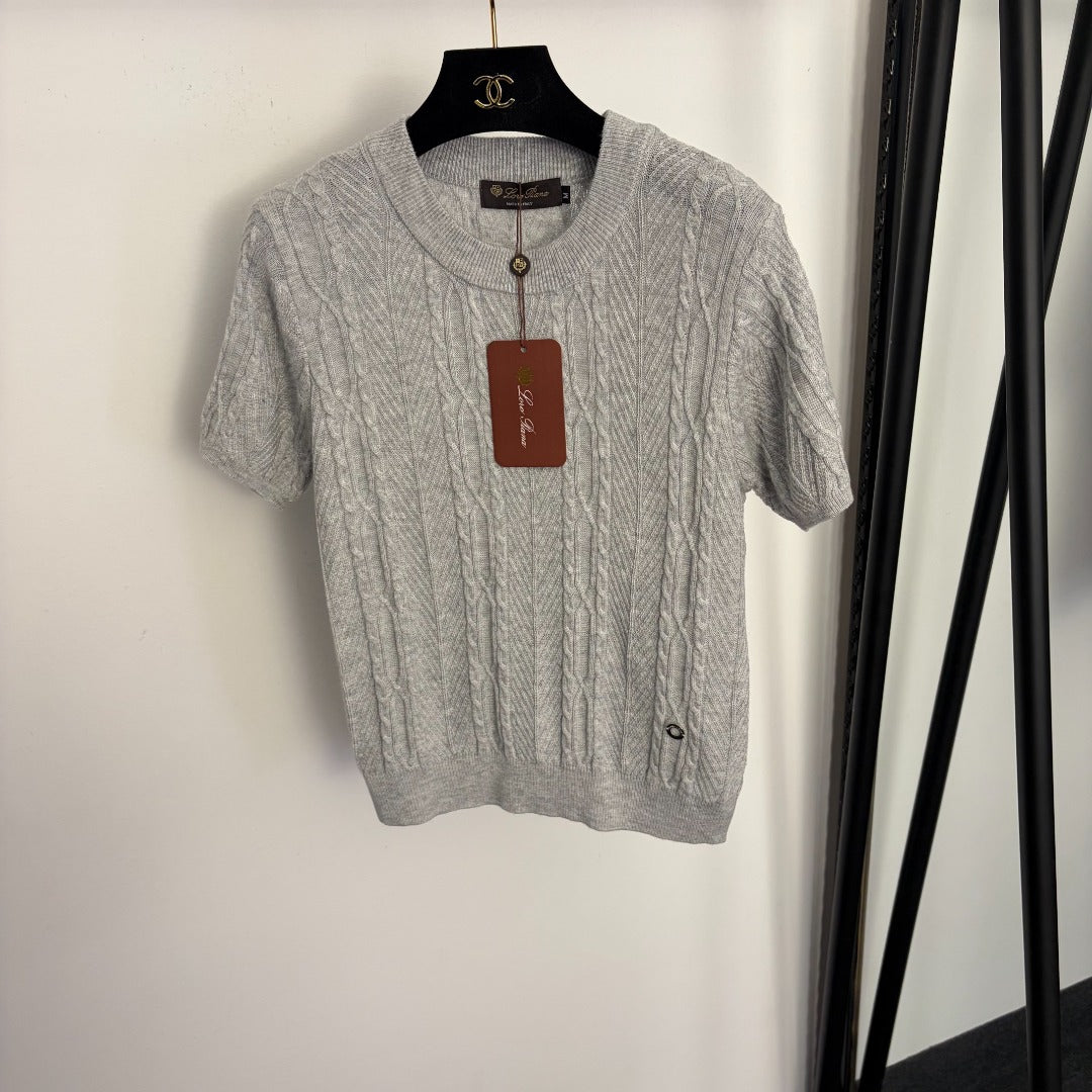 LORO PIANA 26S SHORT SLEEVE KNIT TOP 657