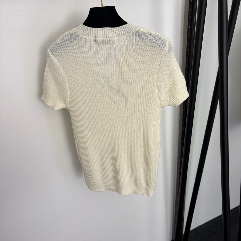 LORO PIANA 26S SHORT SLEEVE KNIT TOP 644