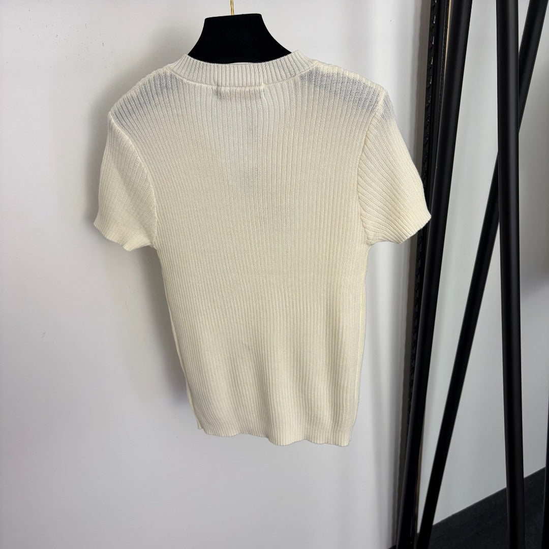 LORO PIANA 26S SHORT SLEEVE KNIT TOP 644