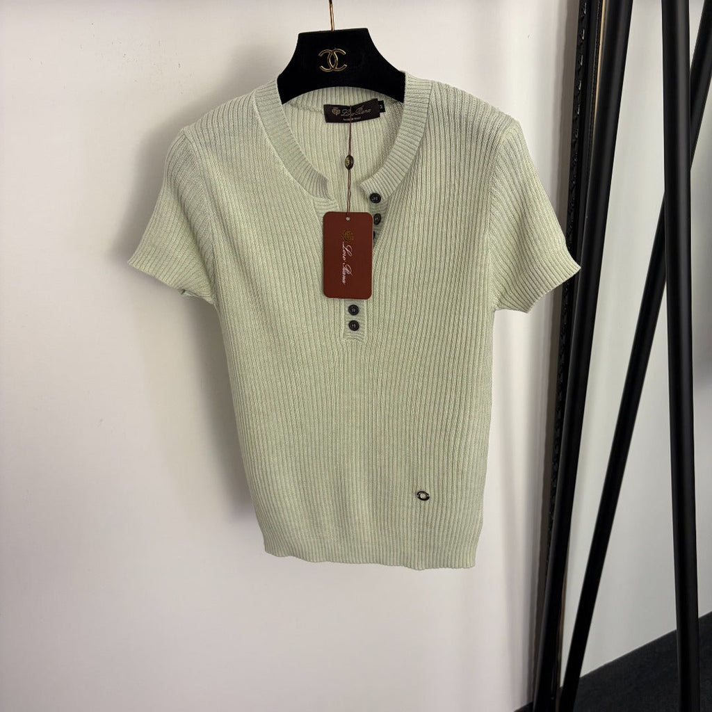 LORO PIANA 26S SHORT SLEEVE KNIT TOP 643