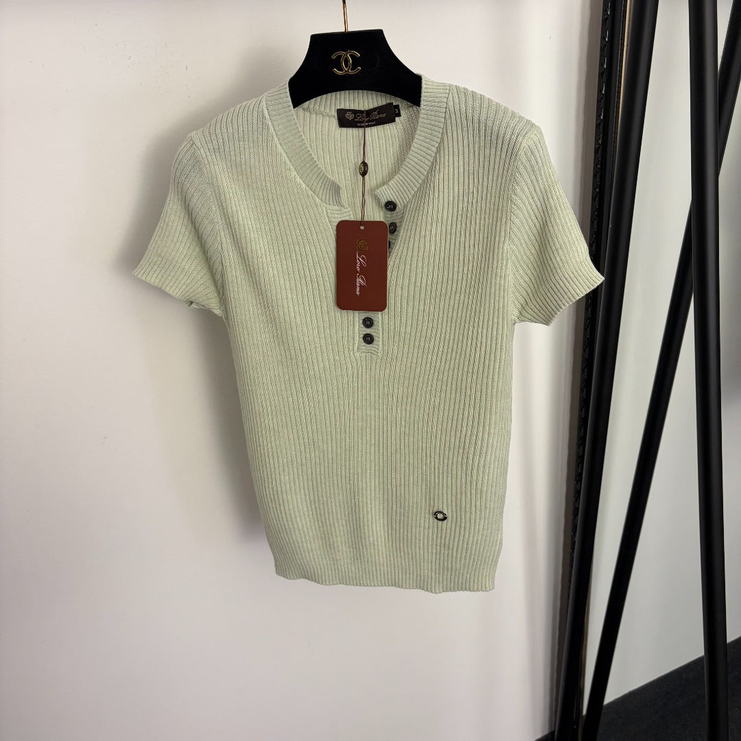 LORO PIANA 26S SHORT SLEEVE KNIT TOP 643