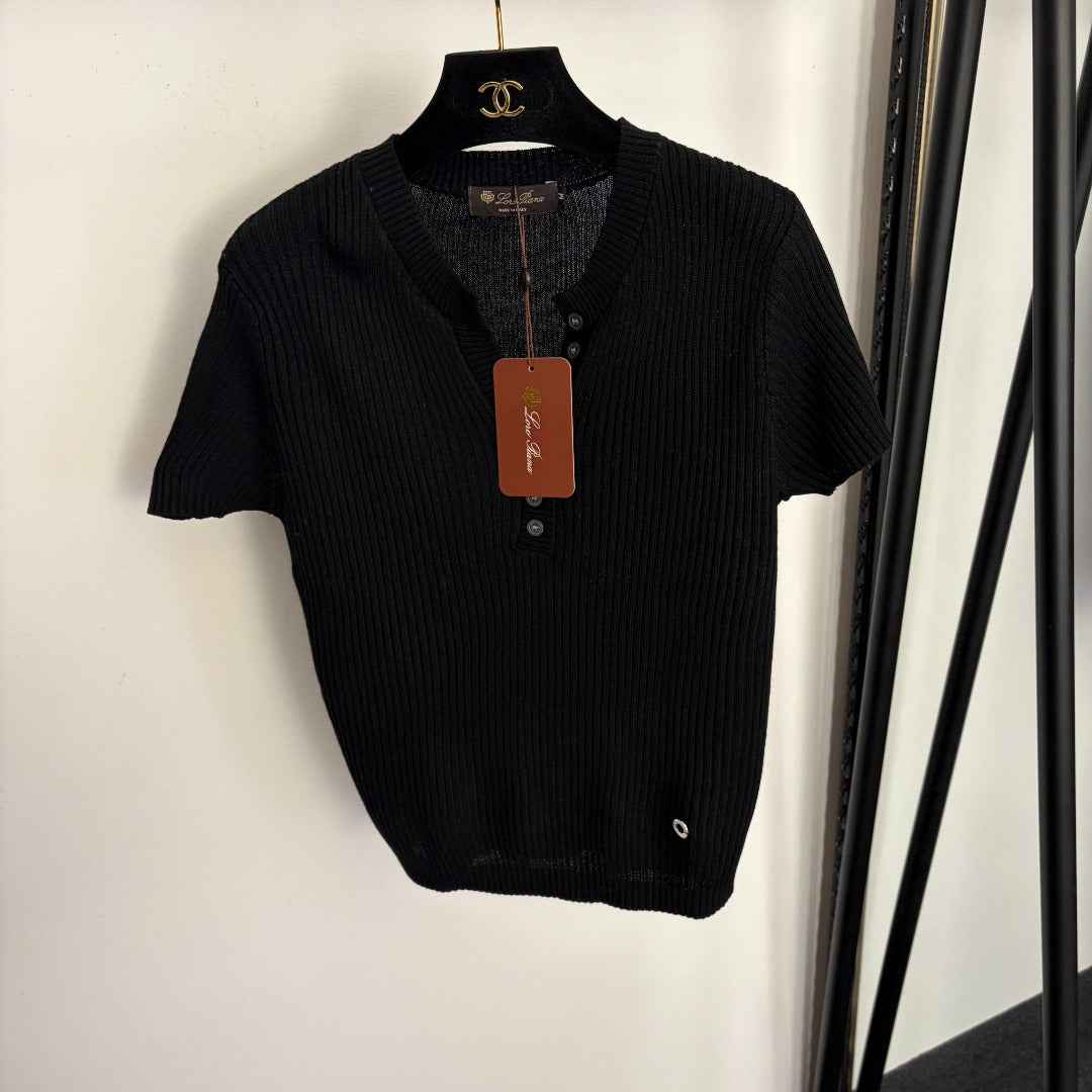 LORO PIANA 26S SHORT SLEEVE KNIT TOP 646