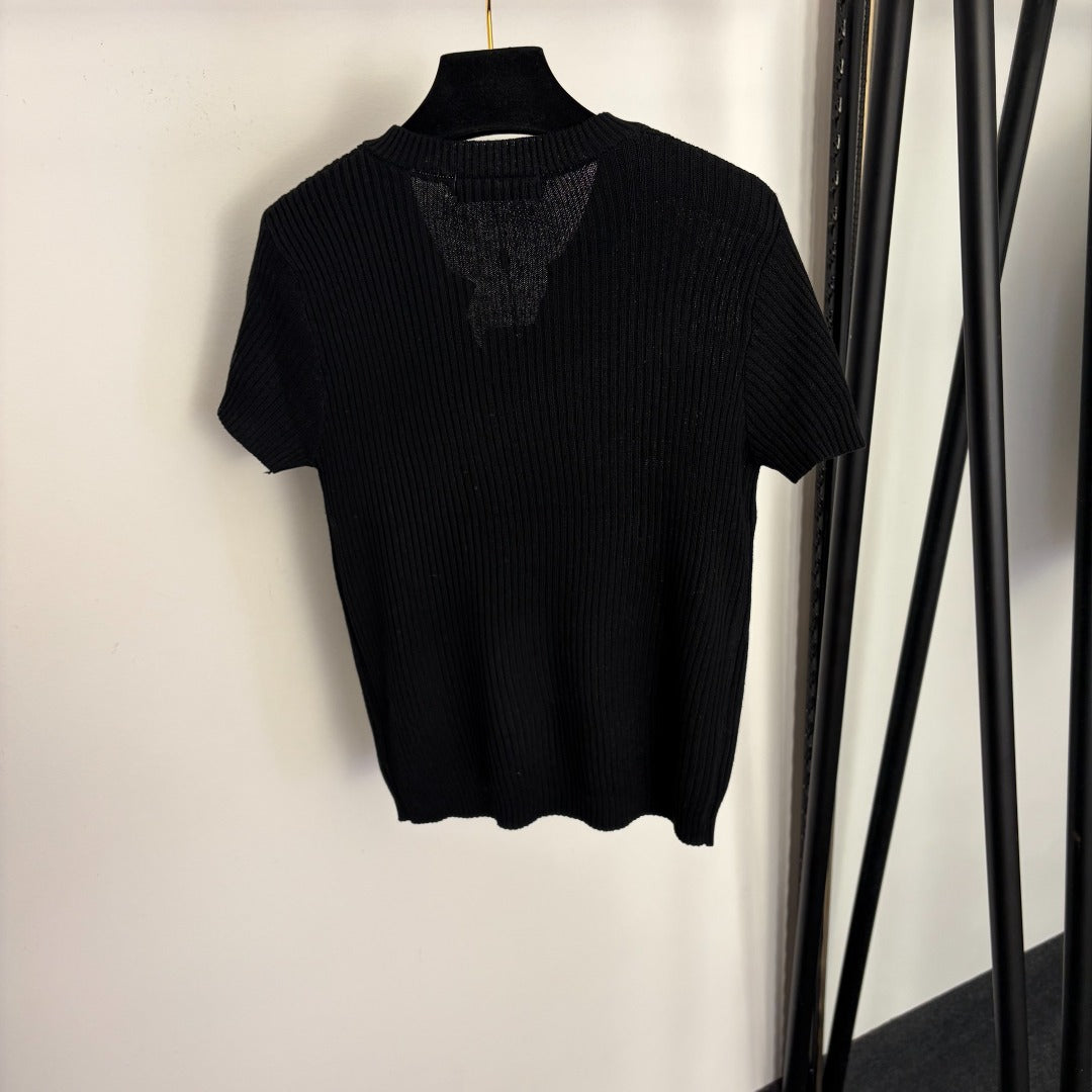 LORO PIANA 26S SHORT SLEEVE KNIT TOP 646