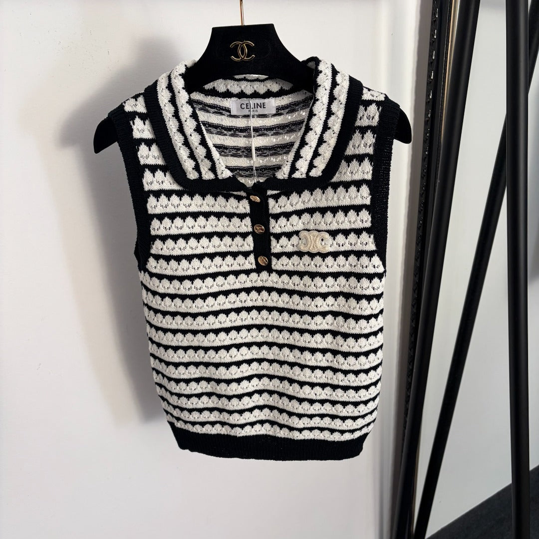 CELINE 26S LACE COLLAR KNIT VEST 134