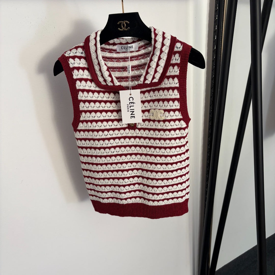 CELINE 26S LACE COLLAR KNIT VEST 135