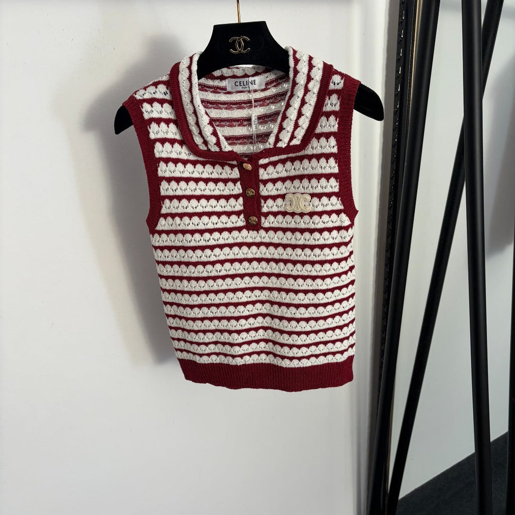 CELINE 26S LACE COLLAR KNIT VEST 135