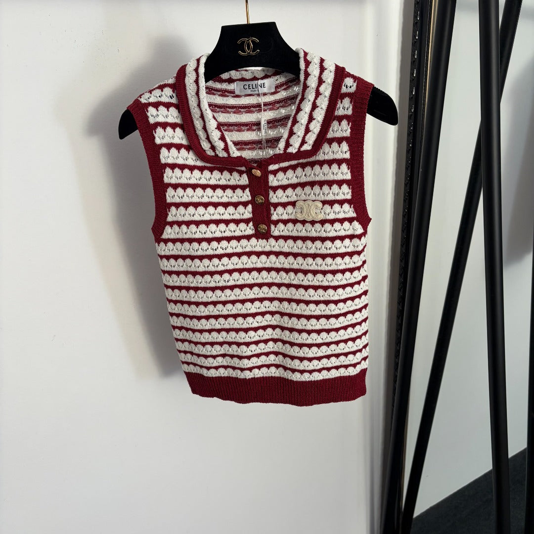 CELINE 26S LACE COLLAR KNIT VEST 135