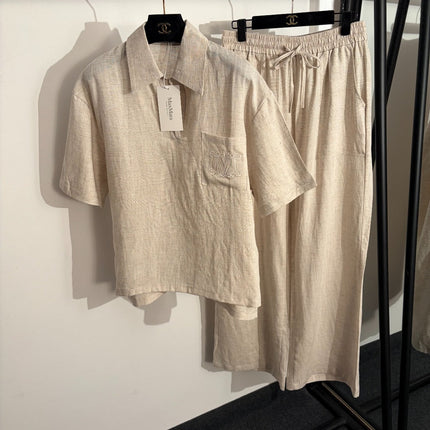 MAXMARA 26S SHORT-SLEEVE SHIRT & WIDE-LEG PANTS SET 323