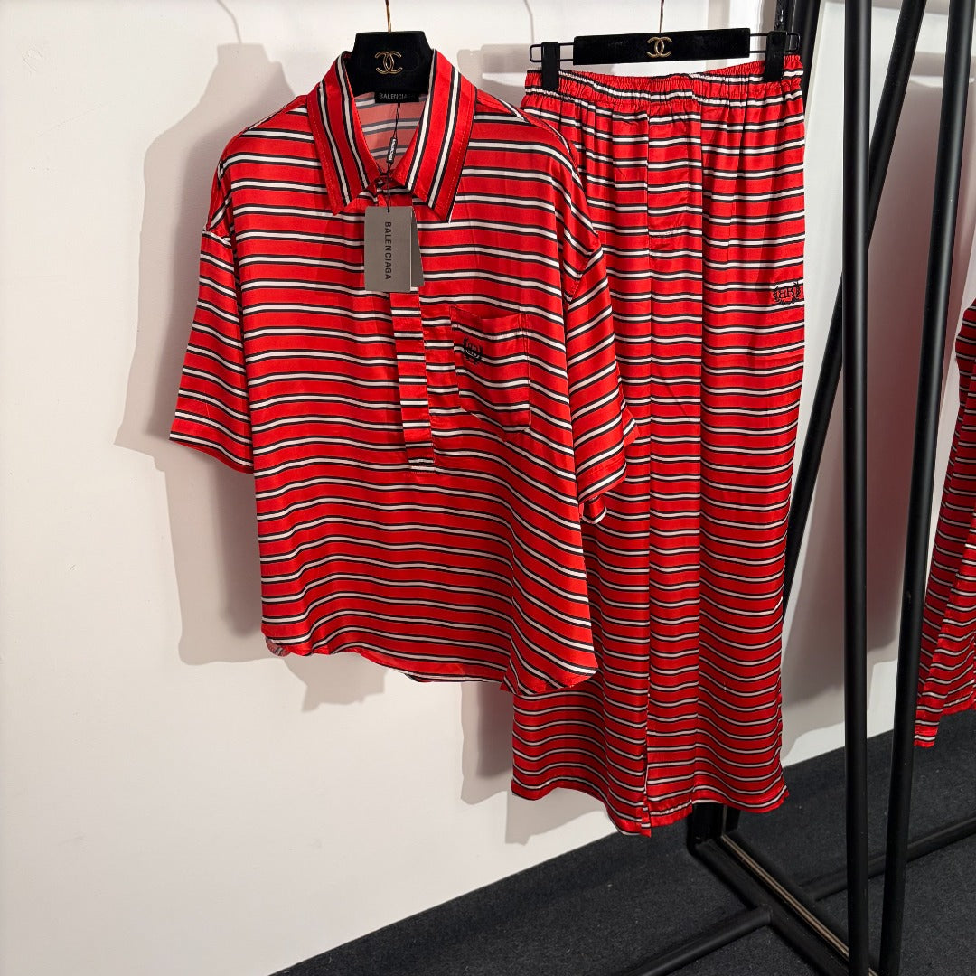 BALENCIAGA 26S SHORT SLEEVE SHIRT & WIDE LEG PANTS SET 128